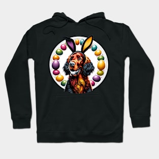 Irish Setter Celebrates Easter with Bunny Ears and Eggs Hoodie